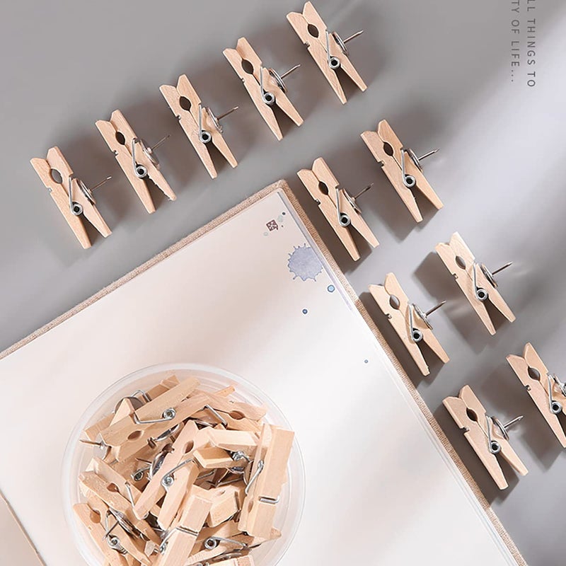 DOSEWART Push Pin Clips for Cork Board  60 Pcs Wooden Paper Clips with Push pins for Bulletin Board Decoration  Artworks  Notes  Photos  Cubicle and Classroom Decor - Image 4